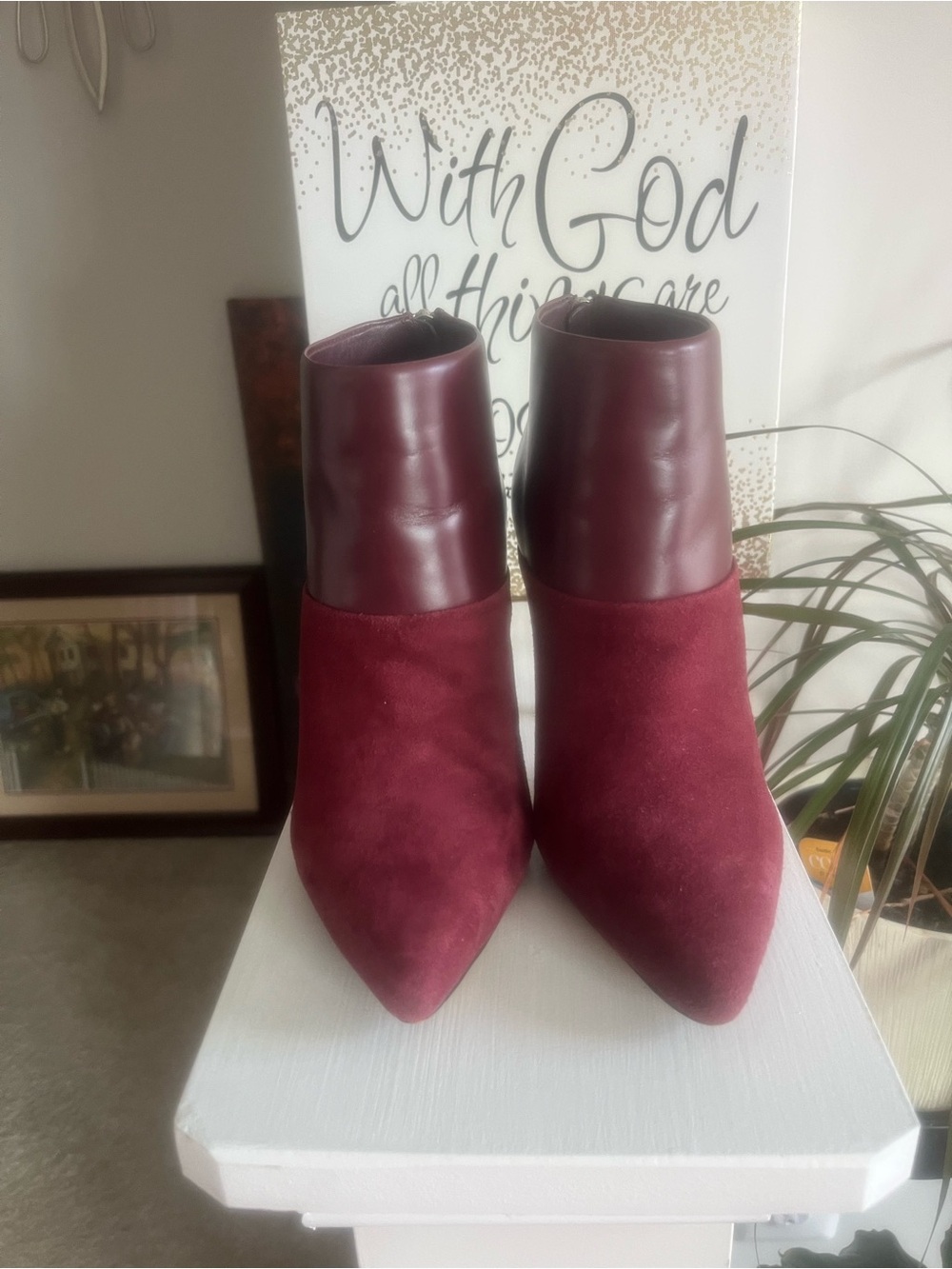 Michael Kors Burgundy Pointed-Toe Ankle Booties